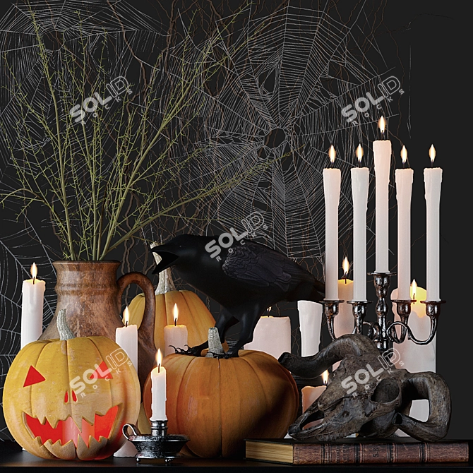 Spooky Halloween Decor Set 3D model image 1