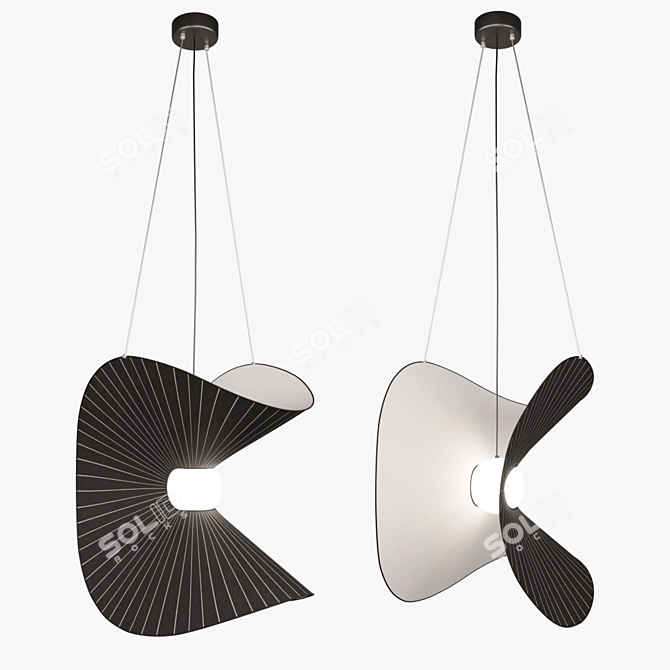 Minimalist Striped Pendant Lamp 3D model image 1