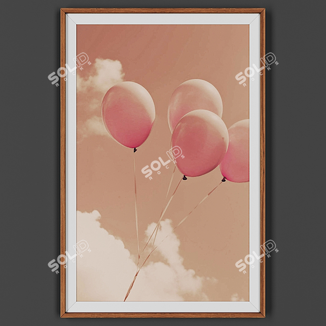 Wooden framed picture 3D model image 1