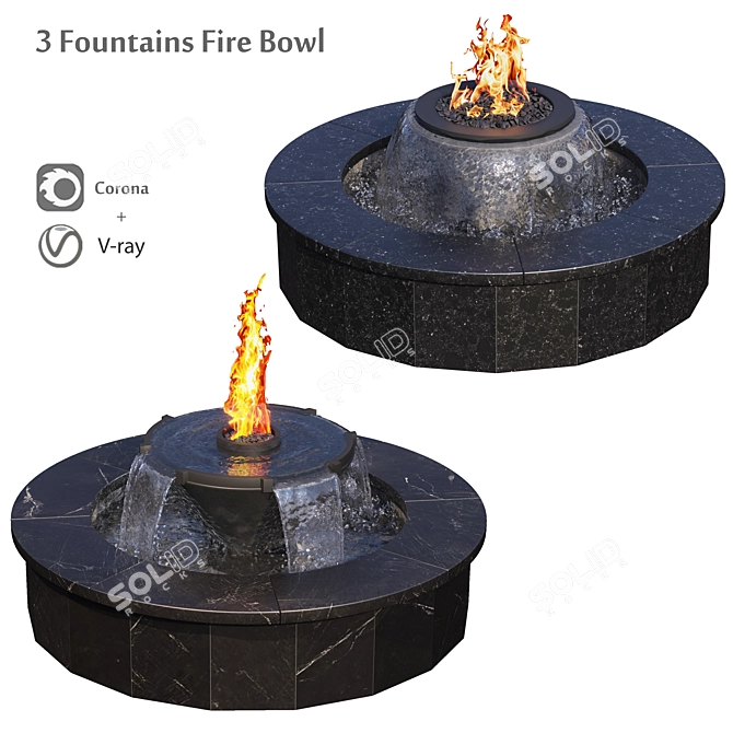 Fountainfire Bowl - Fire and Water 3D model image 5