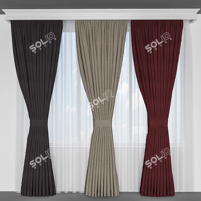 Elegant Drapery Model - 280cm x 250cm 3D model image 1