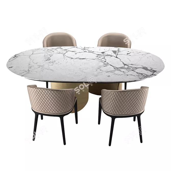 Elegant Opera Dining Set 3D model image 2