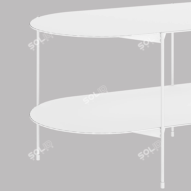 Industrial Steel Coffee Table with Double Top 3D model image 2