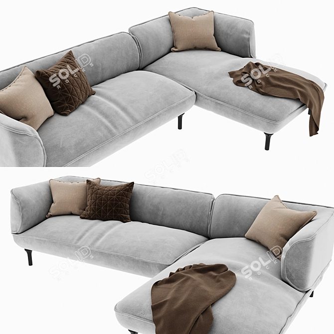 Modern Wood and Fabric Sofa 3D model image 3