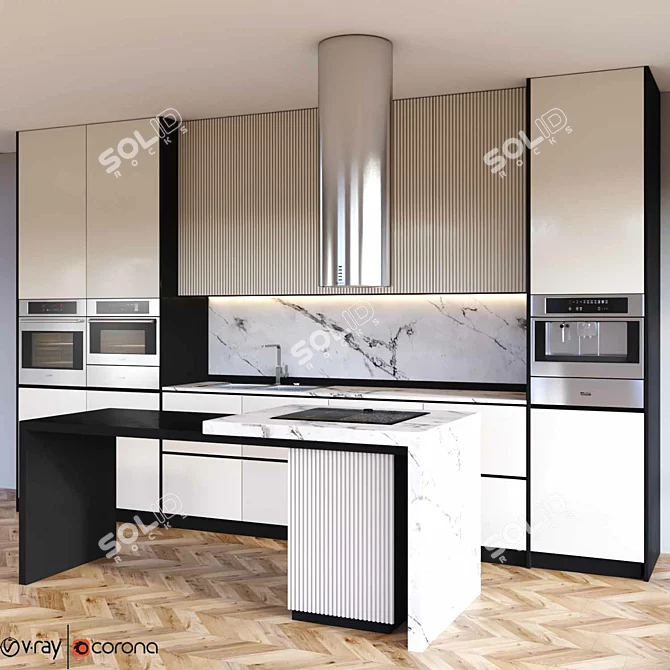 Modern Kitchen 3D Model 3D model image 2