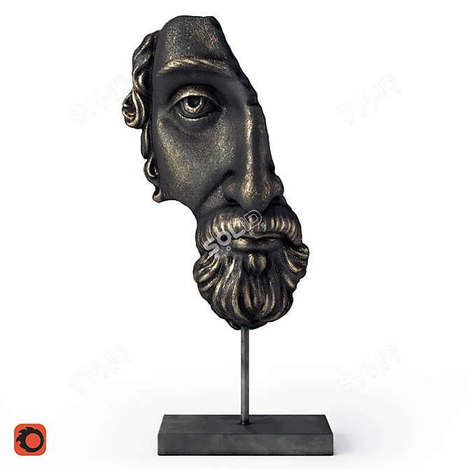 Waraji Face Shaped Figurine: Unique Decoration 3D model image 1