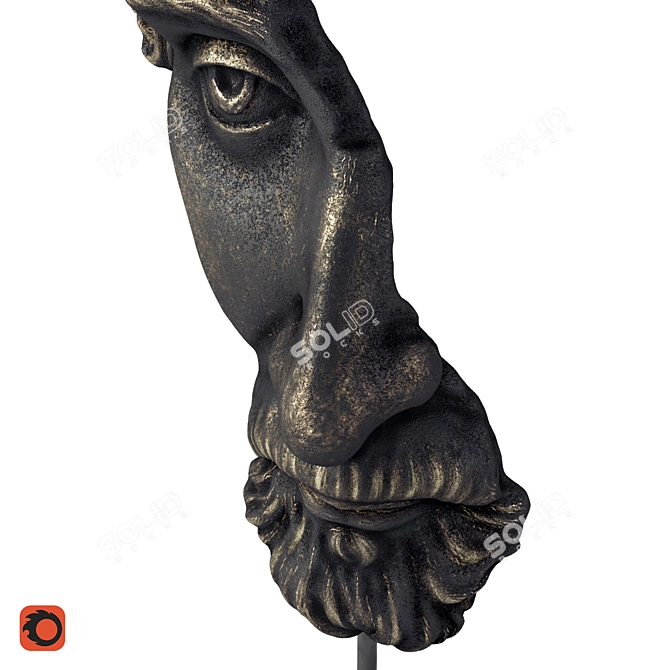 Waraji Face Shaped Figurine: Unique Decoration 3D model image 3