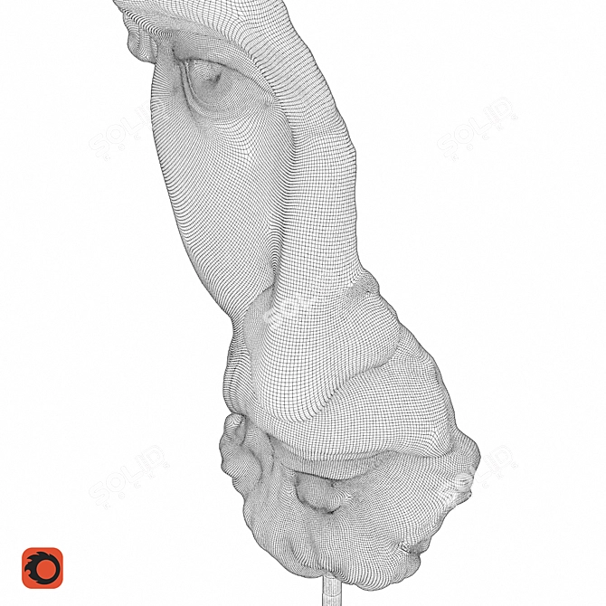 Waraji Face Shaped Figurine: Unique Decoration 3D model image 4