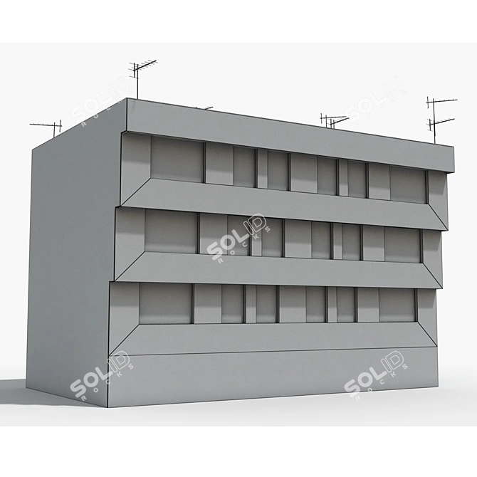 Realistic Low Poly Building Model - 3DS Max Compatible 3D model image 5