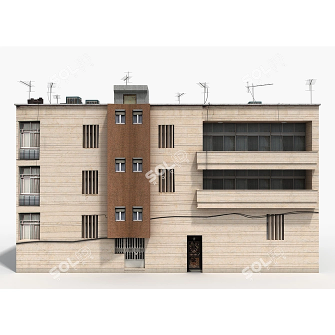 Realistic Low Poly 3D Building Model 3D model image 2