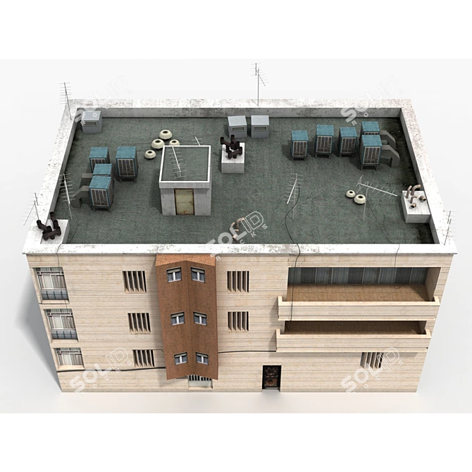 Realistic Low Poly 3D Building Model 3D model image 3