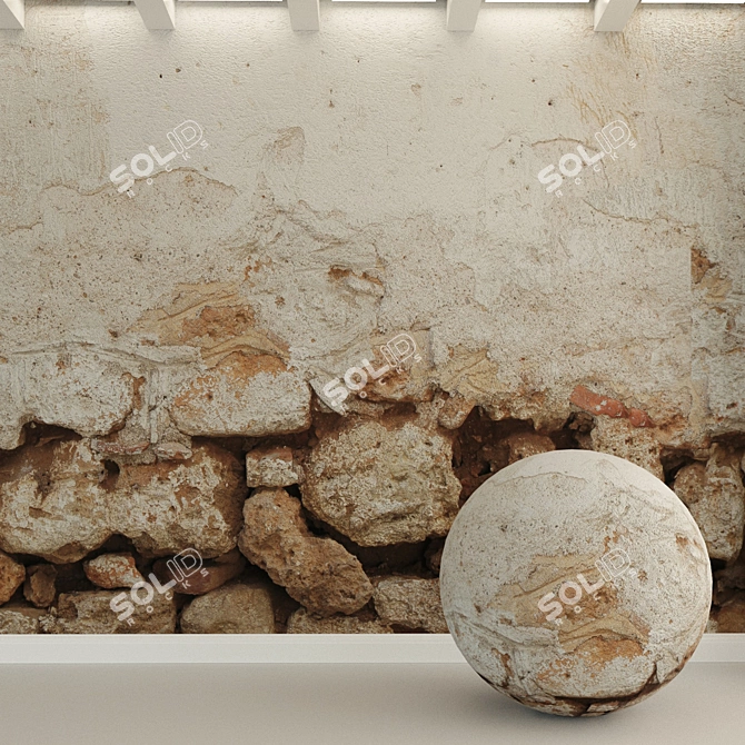 Rock Wall Texture - Seamless High-Resolution Stone Material 3D model image 1