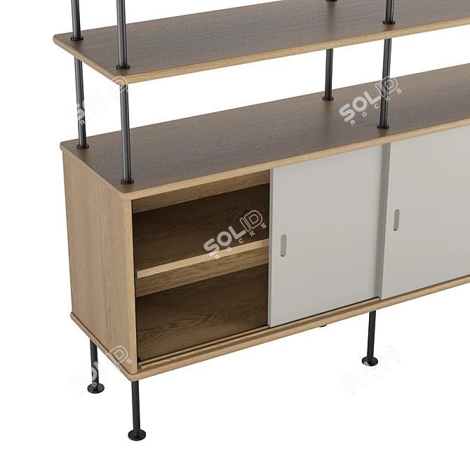 Vintage Modular Shelving System 3D model image 2