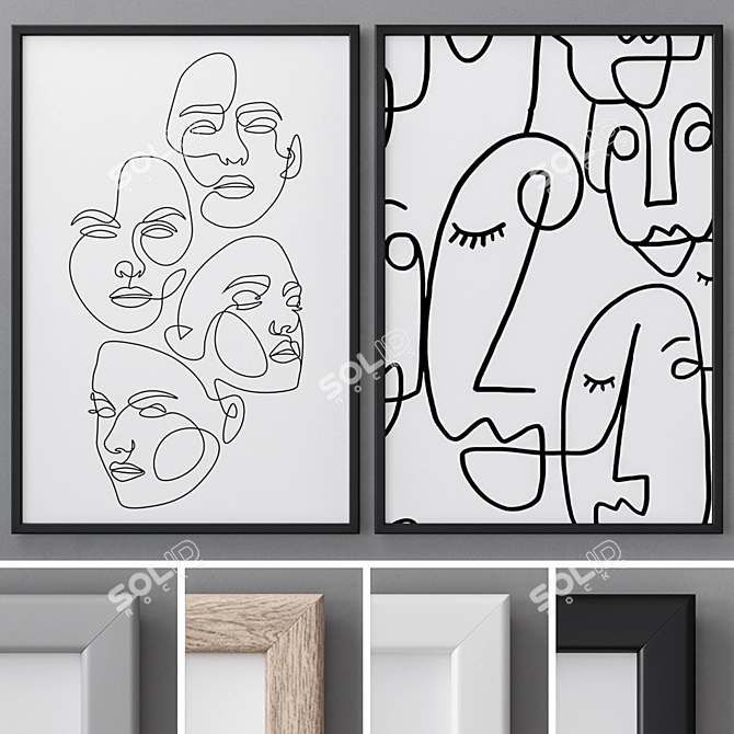 Abstract Frames Set: Contemporary Art 3D model image 1