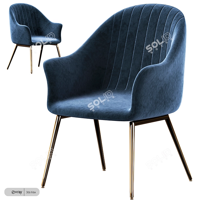 Silver Orchid Velvet Accent Chair - Elegant and Luxurious 3D model image 1