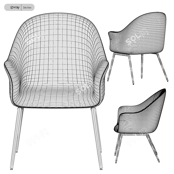 Silver Orchid Velvet Accent Chair - Elegant and Luxurious 3D model image 3