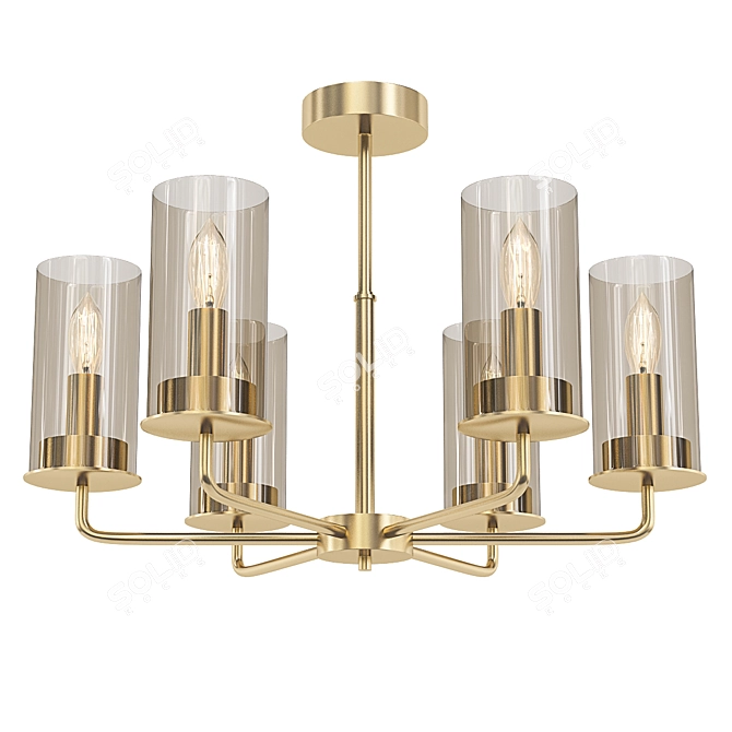 Sleek Glass & Chrome Chandelier 3D model image 4