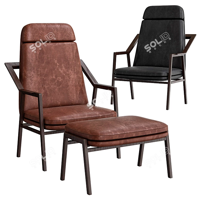 Elegant Porada Loretta Pouf 3D model image 1