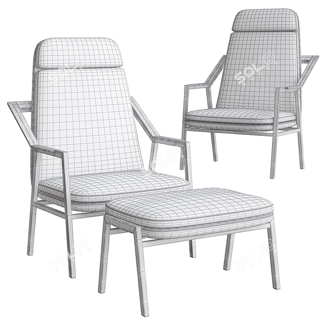 Elegant Porada Loretta Pouf 3D model image 2