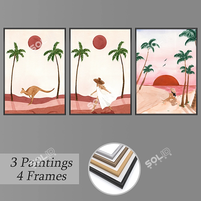 Modern Wall Art Set with Versatile Frames 3D model image 1