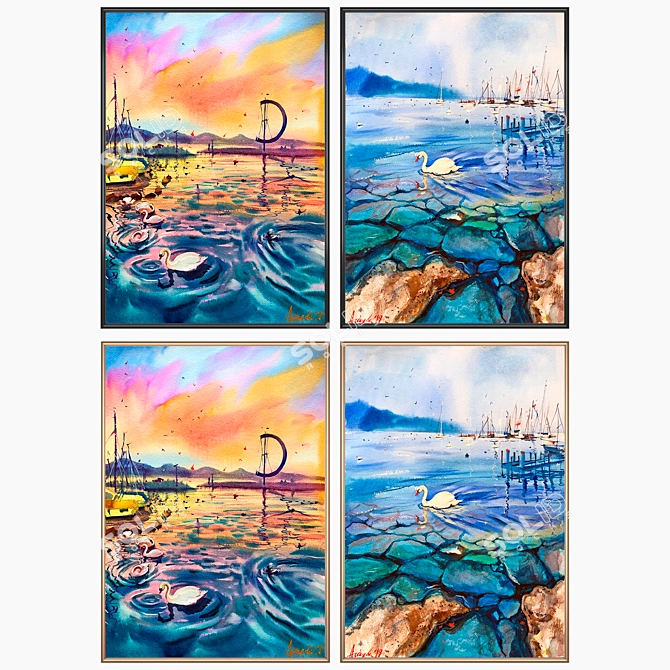 Artful Wall Paintings: Set of 2 3D model image 2