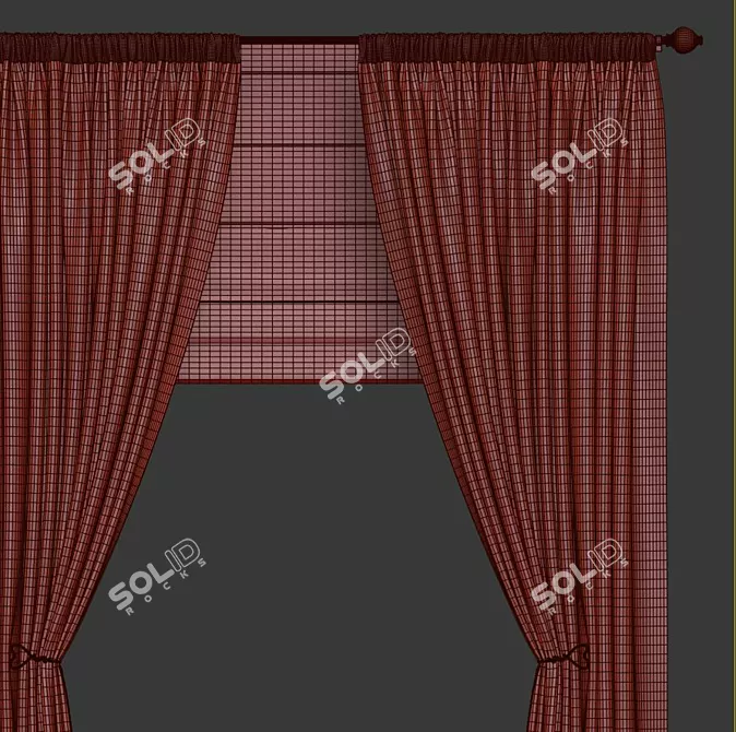 Modern Drapery in 741 Design 3D model image 3