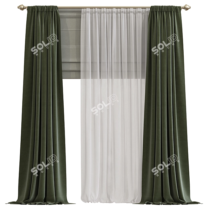 Contemporary Window Curtain Design 3D model image 1