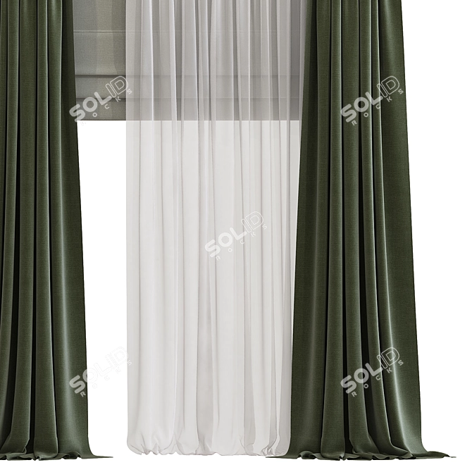 Contemporary Window Curtain Design 3D model image 2