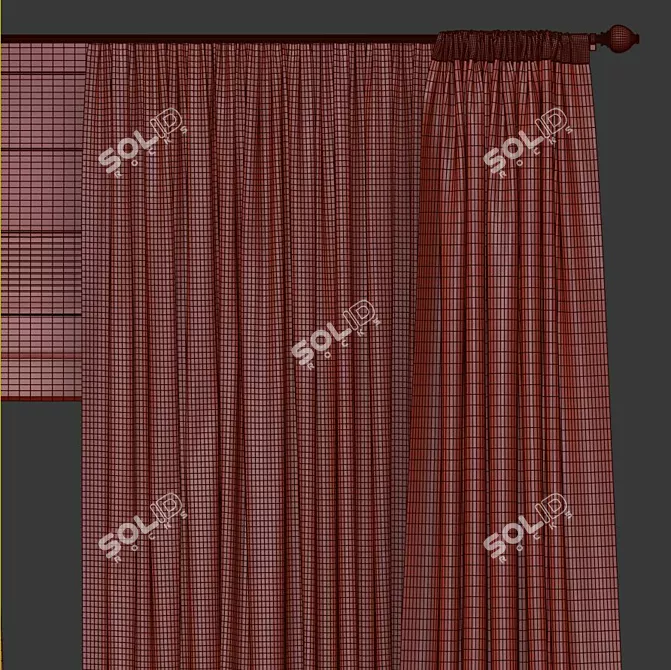 Contemporary Window Curtain Design 3D model image 3