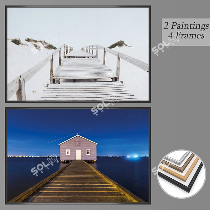 Elegant Wall Art Set with Multiple Frames 3D model image 1