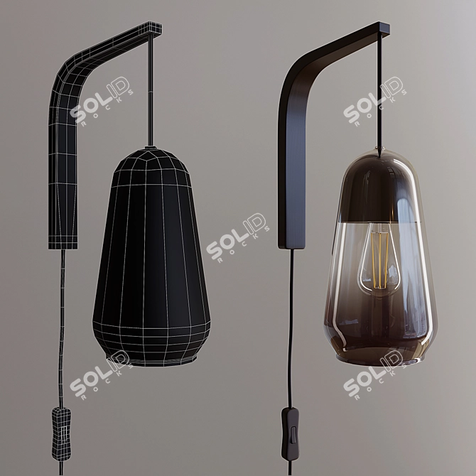 Nasoa Wall Sconce: Glass & Wood Elegance 3D model image 2