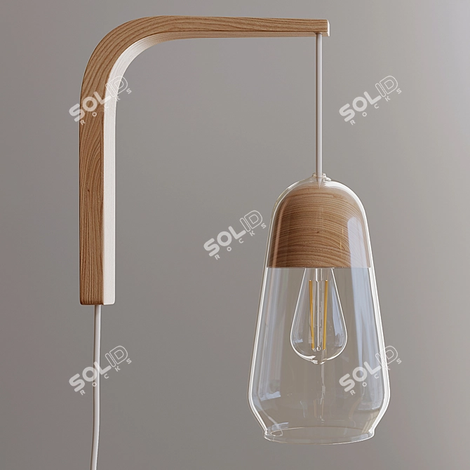 Nasoa Wall Sconce: Glass & Wood Elegance 3D model image 3
