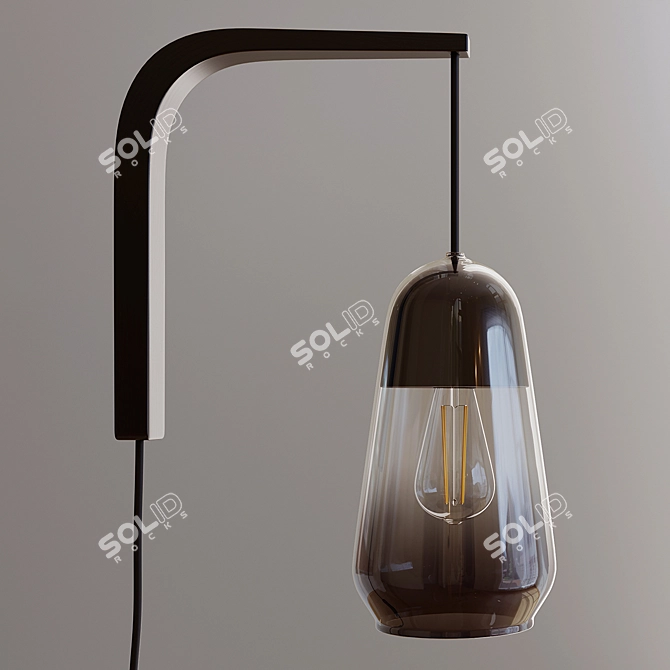 Nasoa Wall Sconce: Glass & Wood Elegance 3D model image 4