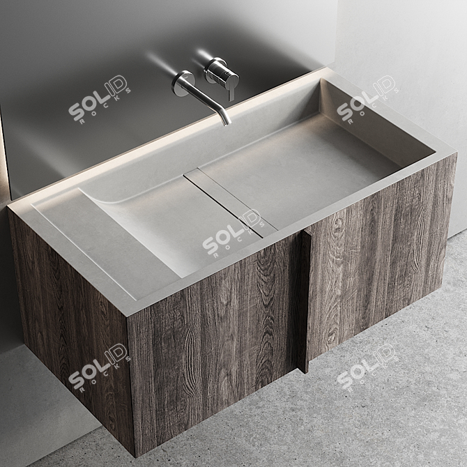 Paral Vanity Unit & Integrated Washbasin Set 3D model image 2