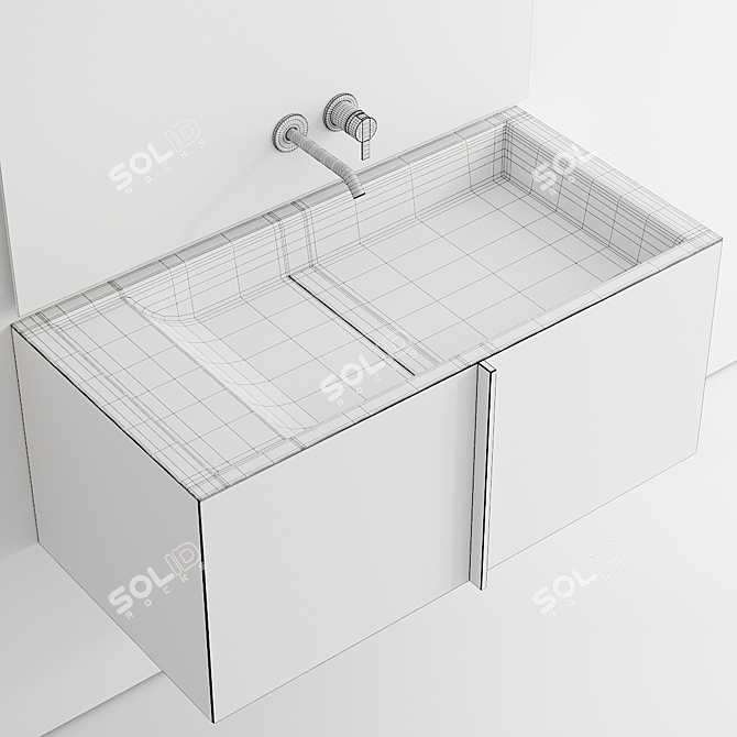 Paral Vanity Unit & Integrated Washbasin Set 3D model image 5