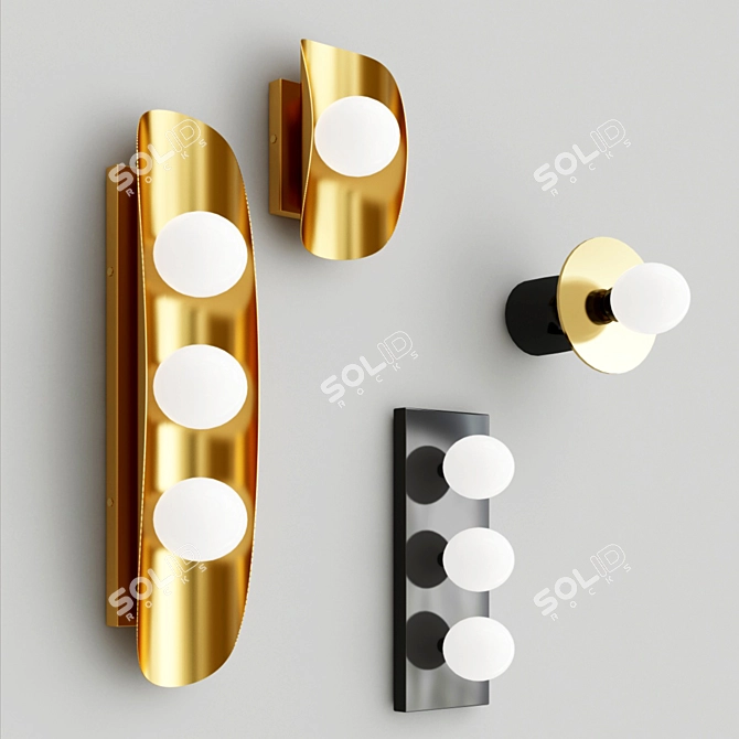 Modern Disc and Sphere Wall Light Collection 3D model image 1