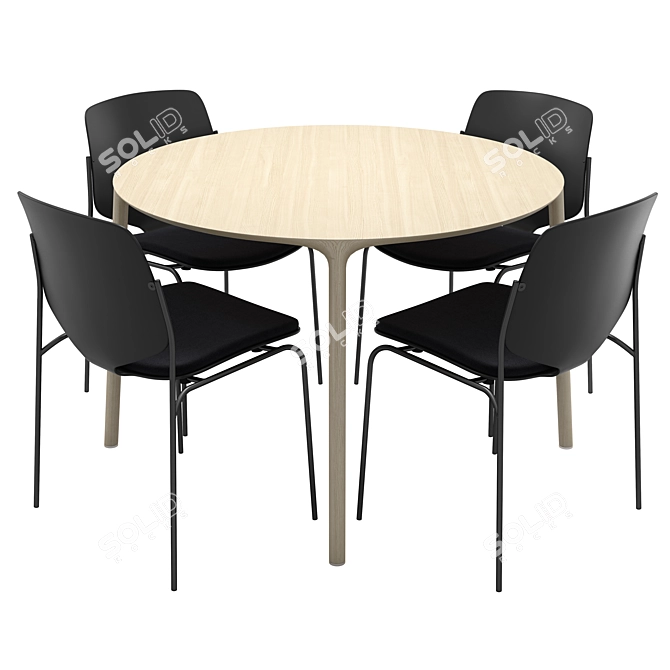 ELLE Nova Sea Chairs: Stylish Round Table Set 3D model image 1