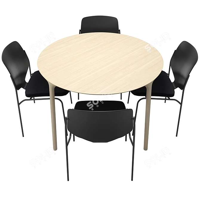 ELLE Nova Sea Chairs: Stylish Round Table Set 3D model image 2