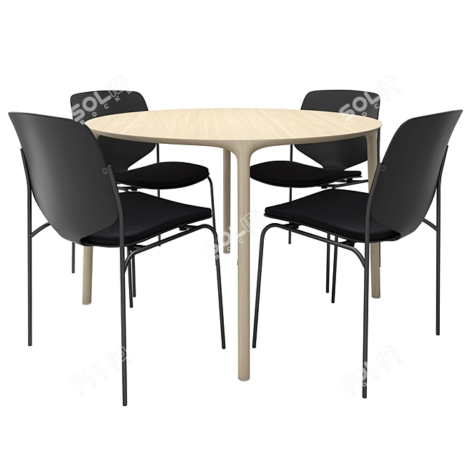 ELLE Nova Sea Chairs: Stylish Round Table Set 3D model image 3