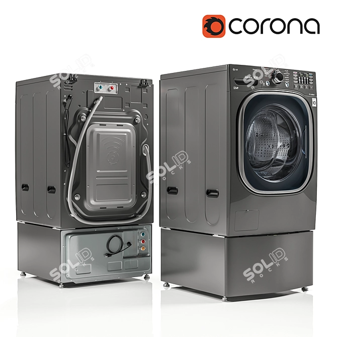 LG Twinwash WM4370HKA: The Ultimate Laundry Power Duo 3D model image 1