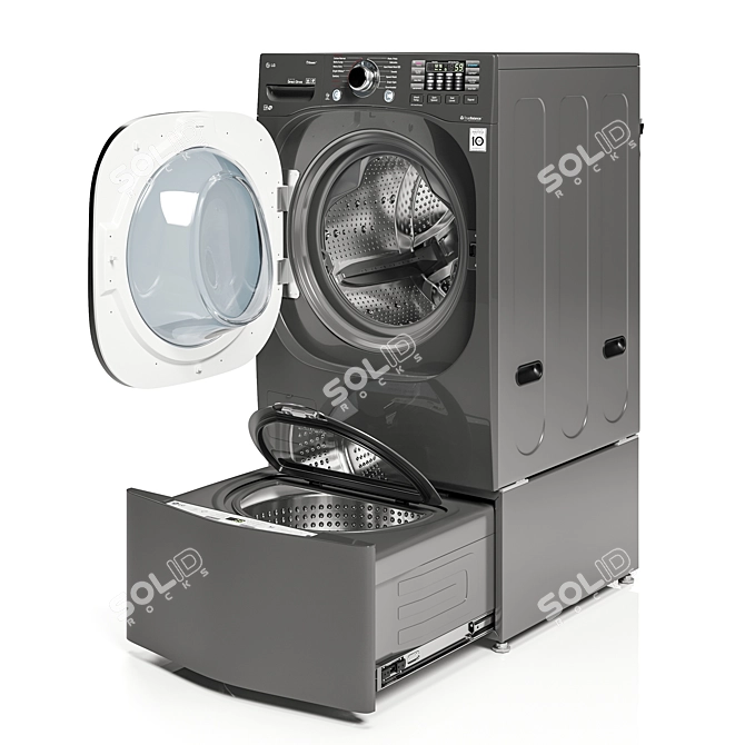 LG Twinwash WM4370HKA: The Ultimate Laundry Power Duo 3D model image 2