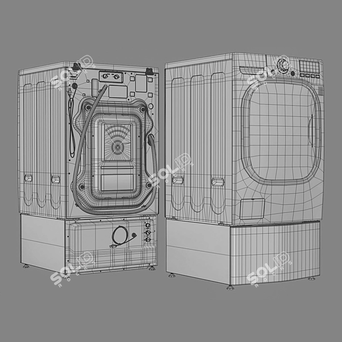 LG Twinwash WM4370HKA: The Ultimate Laundry Power Duo 3D model image 5