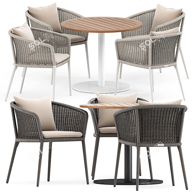 Elegant Knot Armchair & Stem 003 Table 3D model image 1