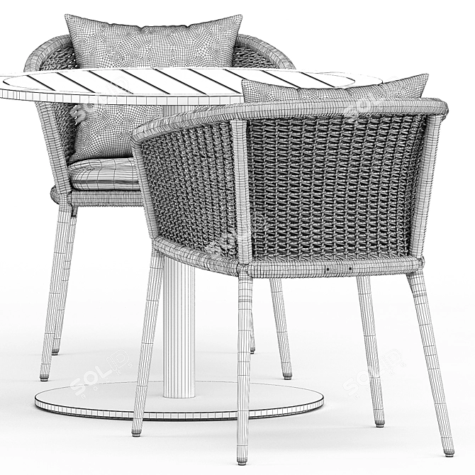 Elegant Knot Armchair & Stem 003 Table 3D model image 5