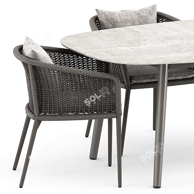 Elegant Knot Armchair & Ellisse Table 3D model image 2