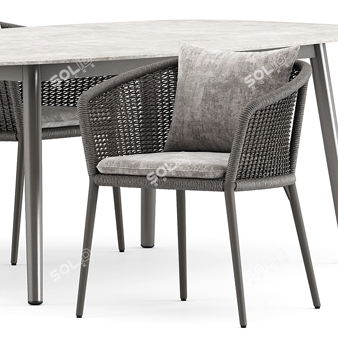 Elegant Knot Armchair & Ellisse Table 3D model image 3