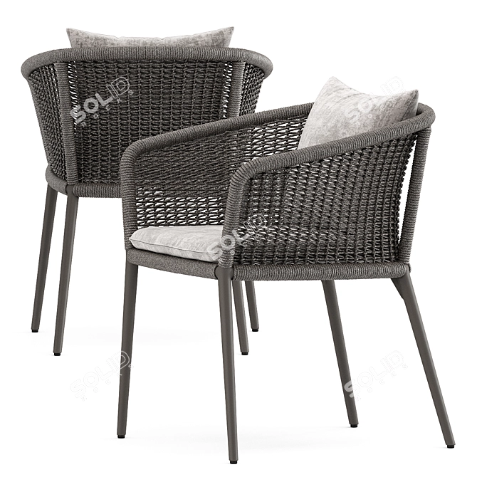 Elegant Knot Armchair & Ellisse Table 3D model image 4