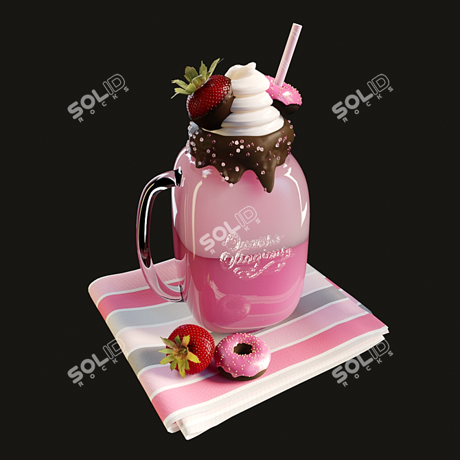 Strawberry Bliss Milkshake 3D model image 1