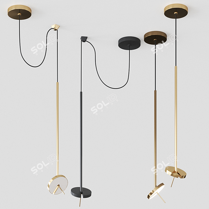 Sleek GROK Pendant Light 3D model image 1