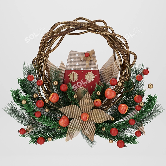 Festive Holiday Wreath - 550mm x 550mm 3D model image 1